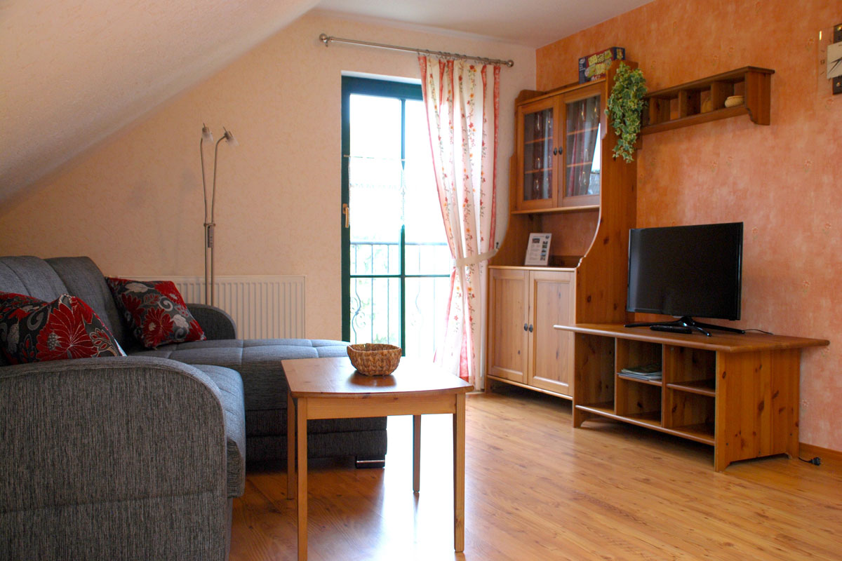 Panoramasuite - Wohnzimmer mit TV und Sofa